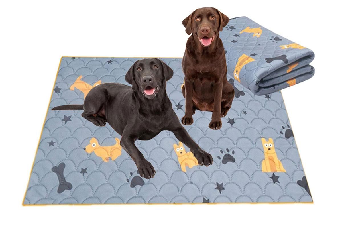 2Pcs Washable Pet Dog Training Pee Pad Reusable Absorbent Cushion Pet Pee Mat-Light Gray M