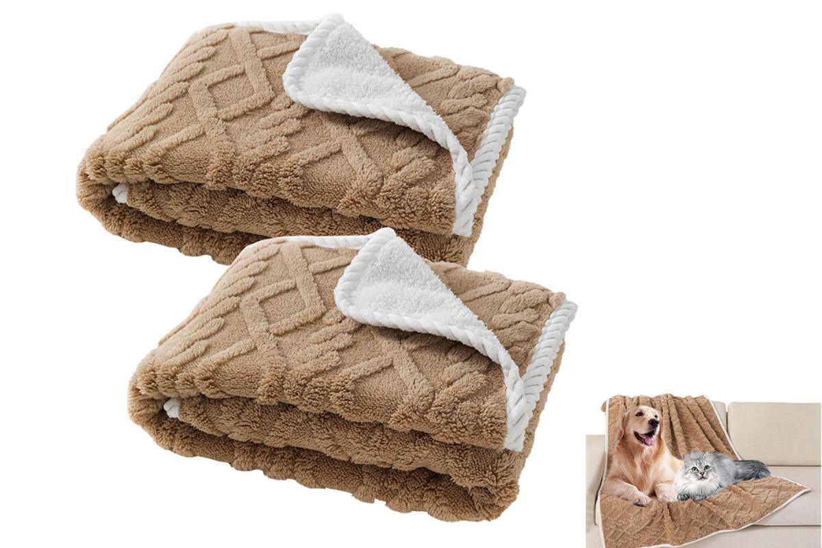 2pcs Pet Blanket for Couch Protection Water Resistance Cats Dogs Blanket for Furniture Protector-Grey L
