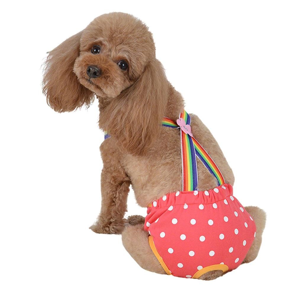 Cute Harness Female Dog Sanitary Pants Reusable Menstrual Diaper-Pink XL