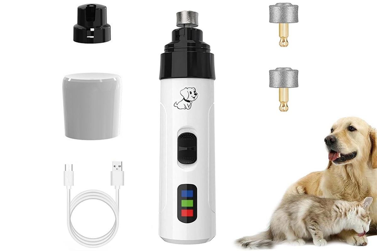 Electric Pet Nail Grinder for Dogs Cats with 5 Speeds LED Light Super Quiet-Blue