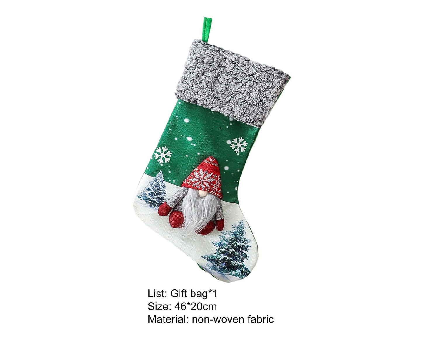 Non Woven Xmas Stocking No Face Dwarf-Green