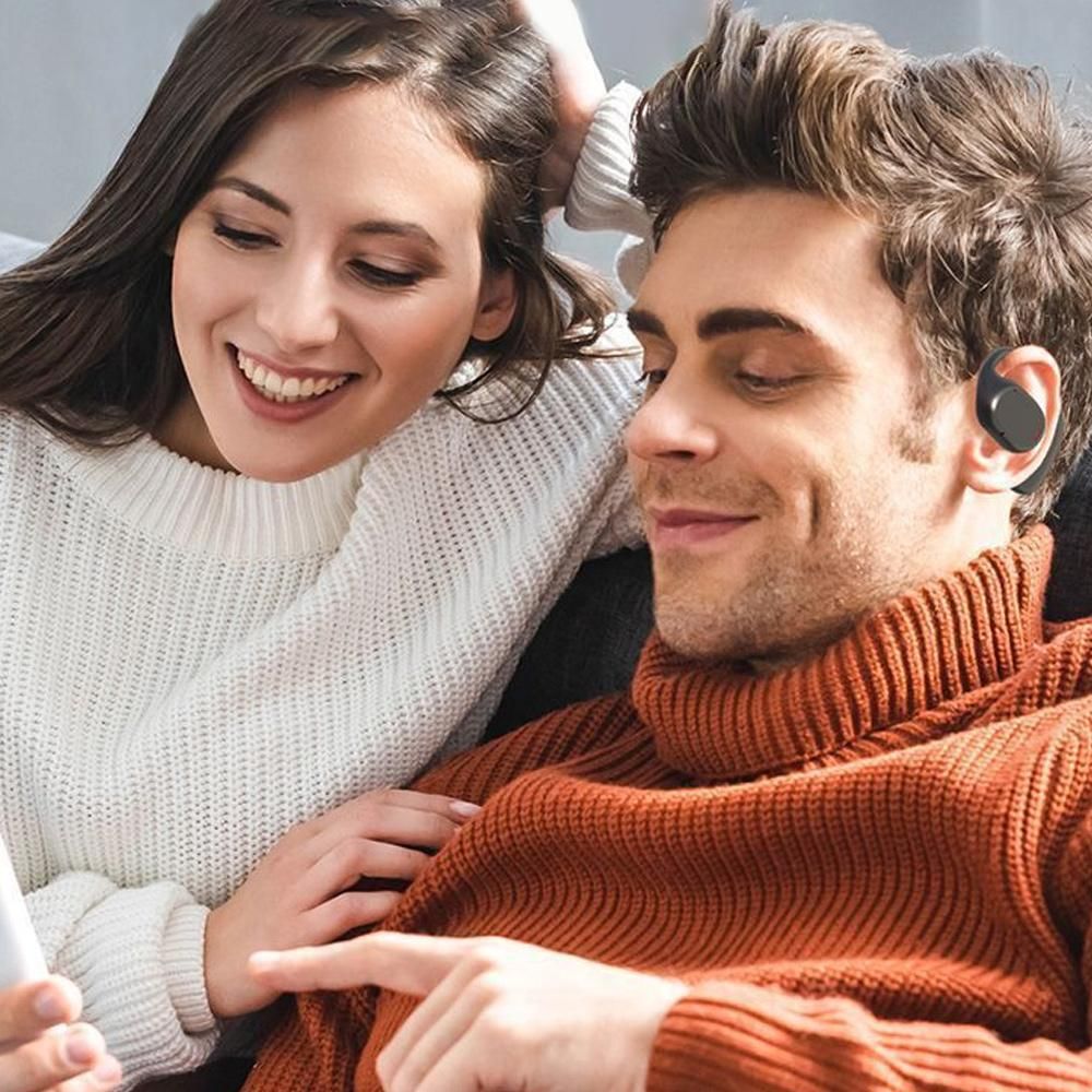 Bluetooth Earphones Wireless In-Ear Sports Stereo TWS Headphones Earhooks Ear-hanging Painless Wearing With Package -Black