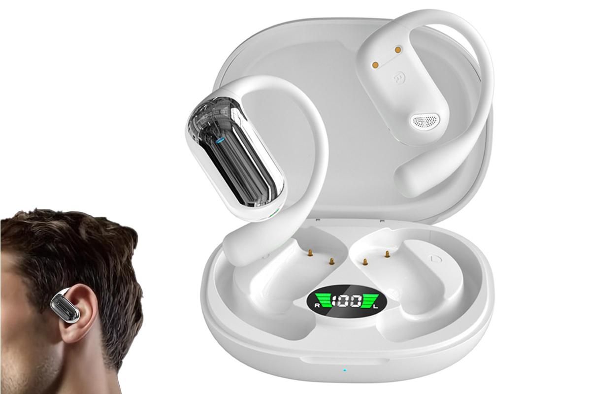 Wireless Earbud Bluetooth Compatible 5.4 Sports Earhook Earphone Earbuds-Khaki