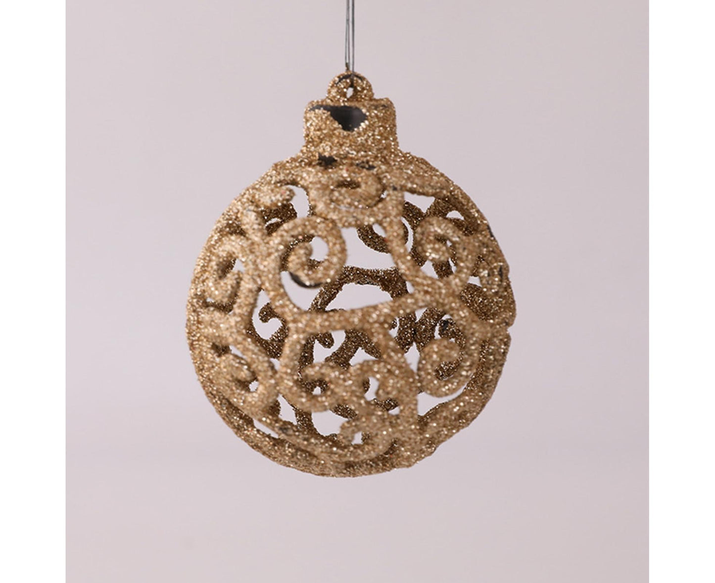 9Pcs Glitter Xmas Balls Pendant-Champaign Gold