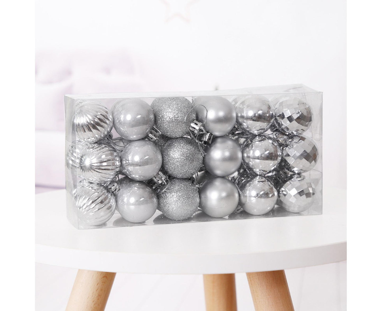 36Pcs Xmas Glitter Ball Decor-Silver