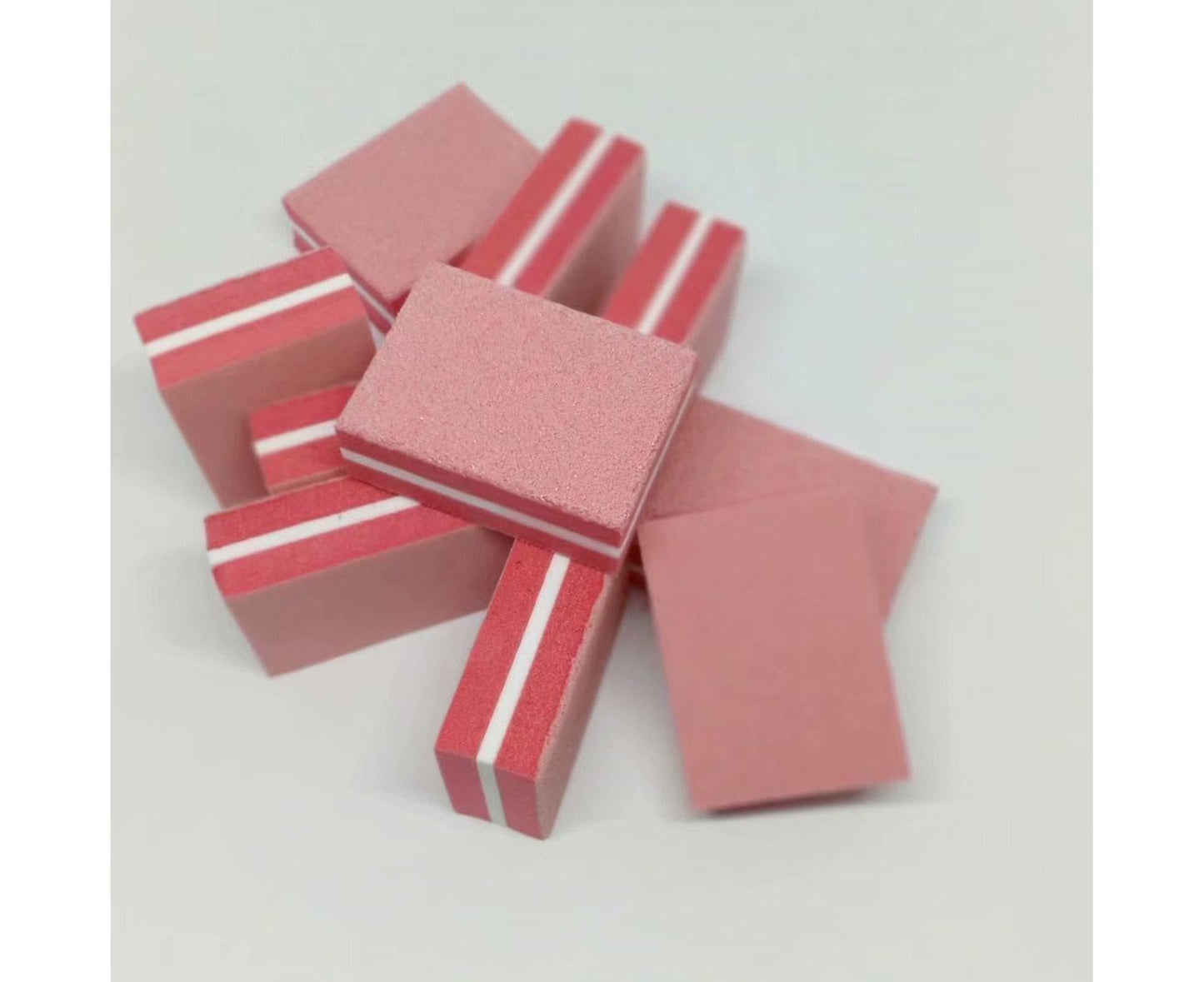 50Pcs / Bag Nail File Mini Multi-function Sponge Manicure Tools Buffer Blocks for Nail-Darkpink