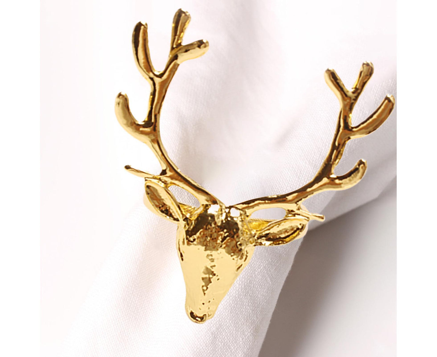 6Pcs Napkin Holder Deer Design Metal Table Decoration - Golden