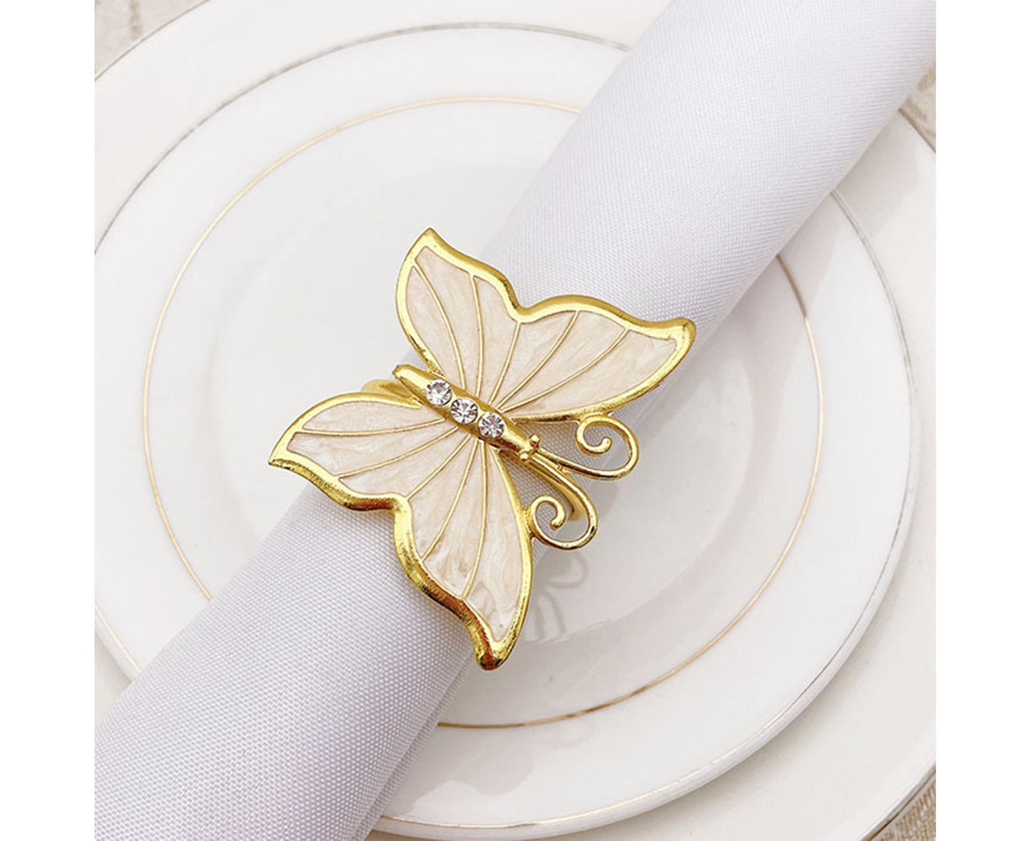 6Pcs Butterfly Shape Napkin Holder Table Decoration - Beige Yellow