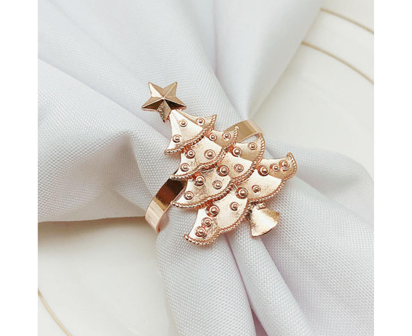 6Pcs Christmas Tree Wedding Home Xmas Party Table Decor Towel Buckle Napkin Ring-Silver