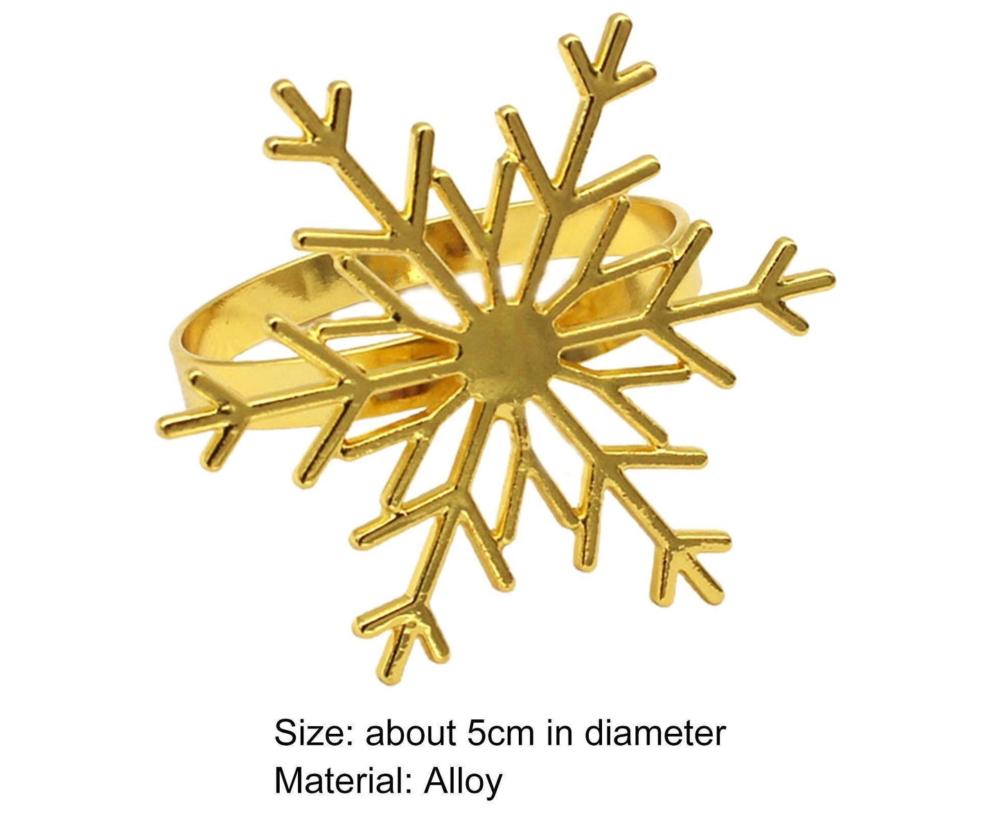 6Pcs Snowflake Shape Napkin Ring - Golden