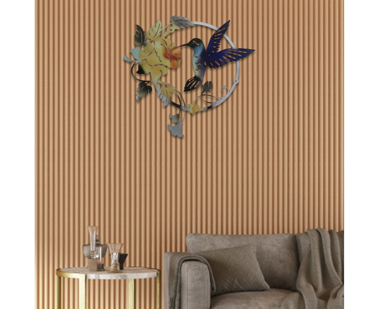 Metal Bird Wall Art Decor Hummingbird - Yellow