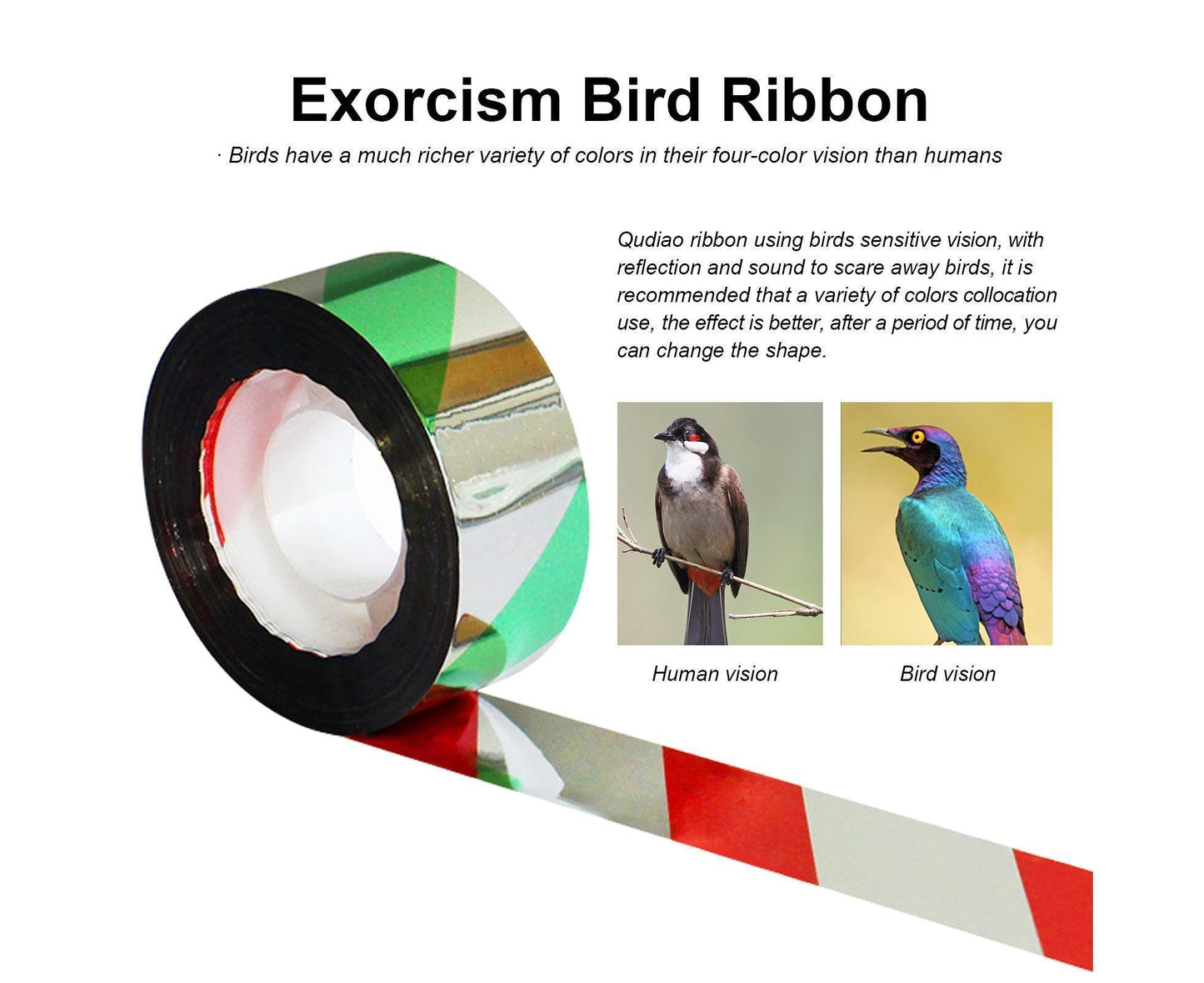 10Pcs Bird Repellent Ribbon Double Side Tape - Green