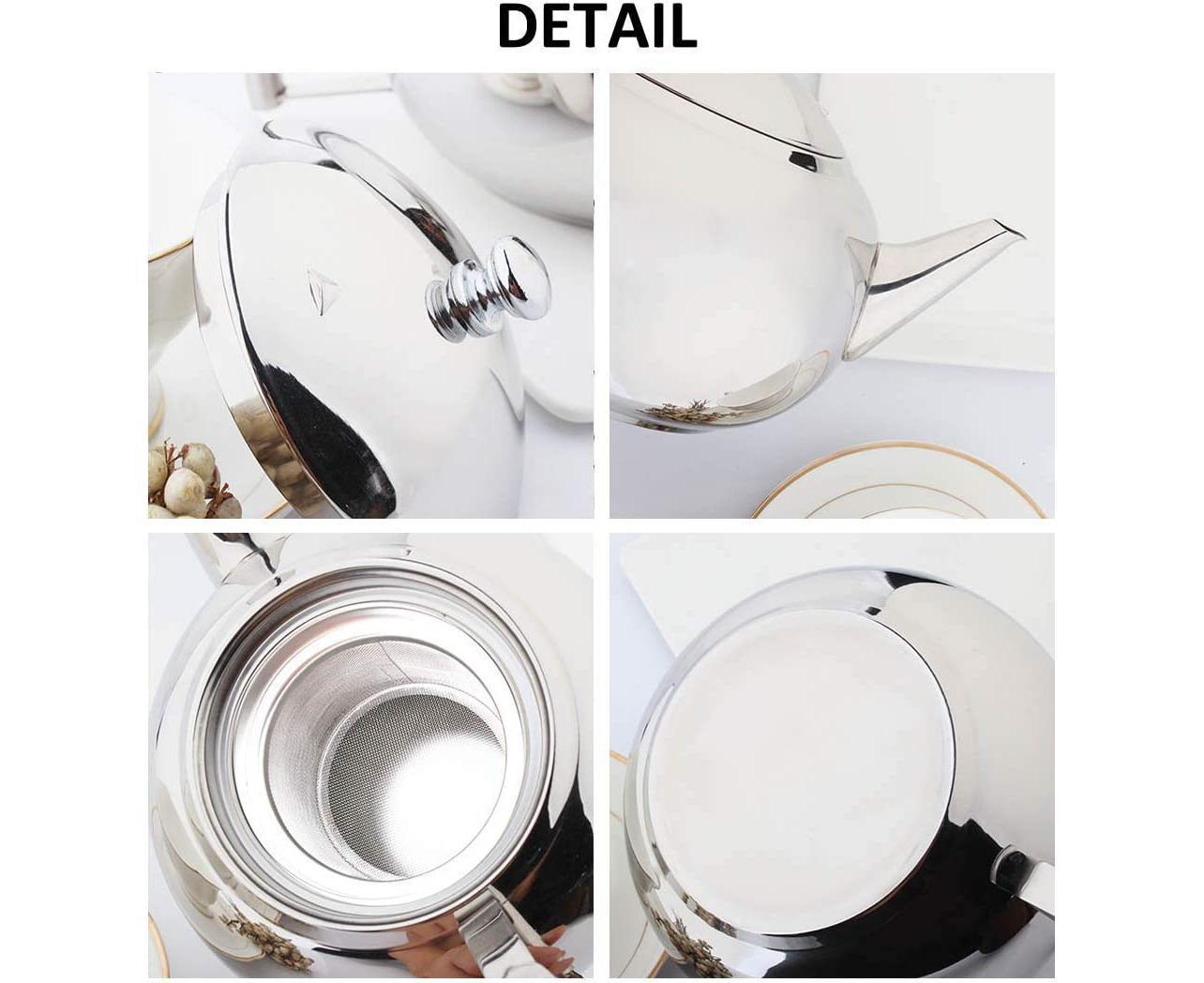 Teapot with Infuser - Stainless Steel - 2 Liter Kettle