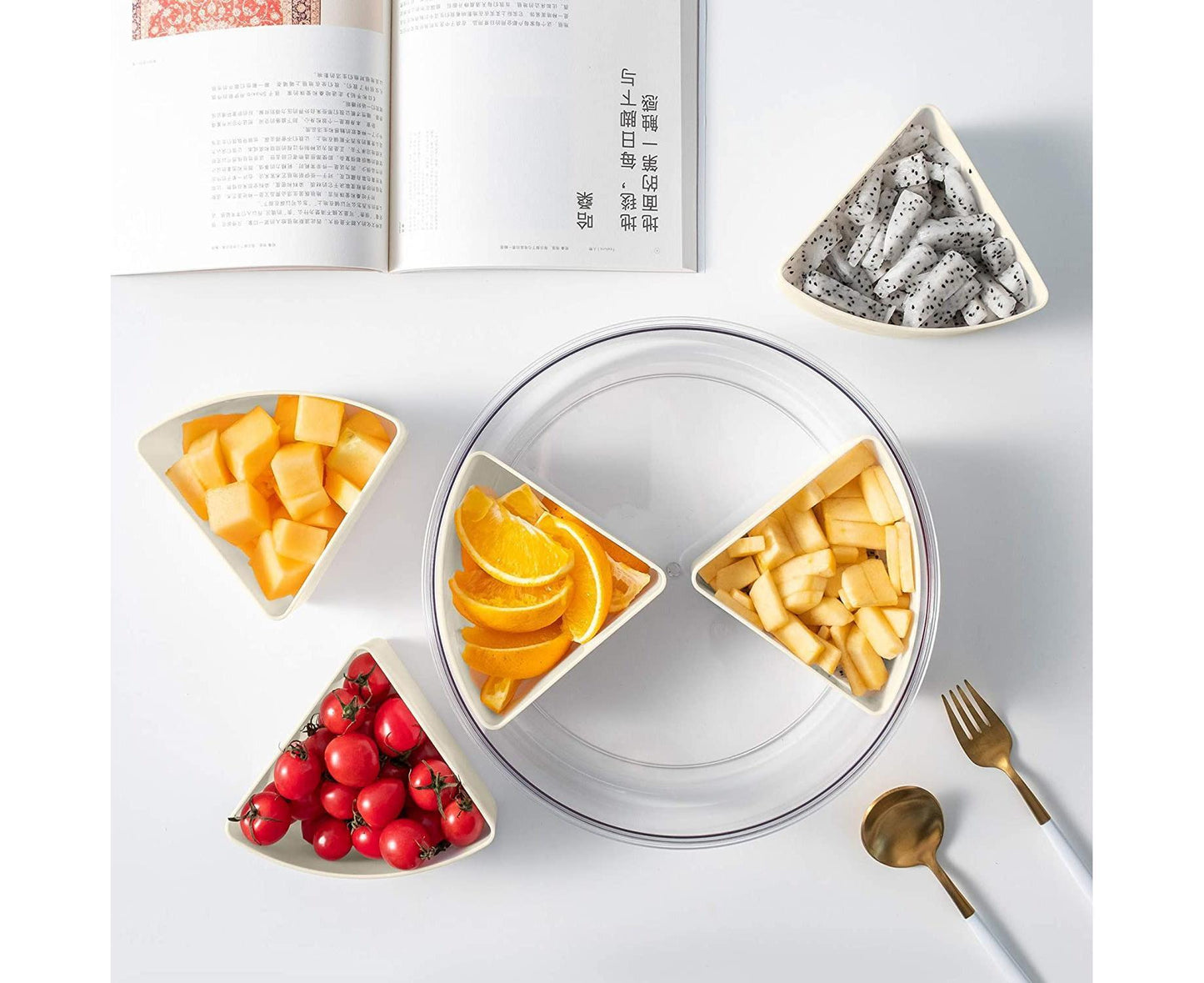 White Round Plastic Tray - Divided Serving - Food Storage