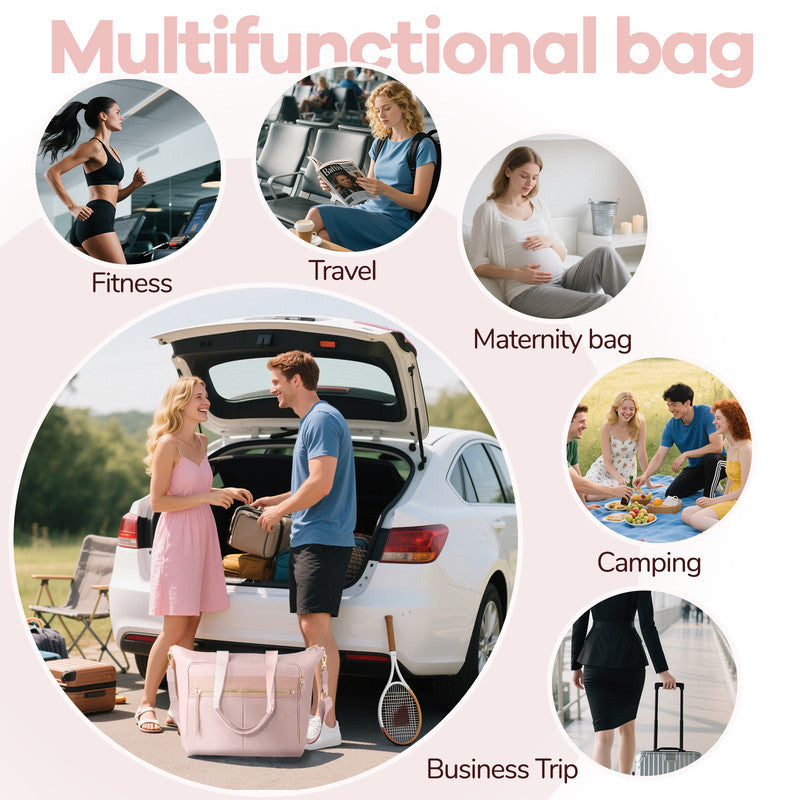 Travel Bag - Women's Travel Bag - Sports & Fitness Bag - Yoga Bag - Sports Bag - Carry-On Luggage - Waterproof & Durable - 40x21x34 cm - Dry/Wet Separation Luggage - Weekend Bag - Pink