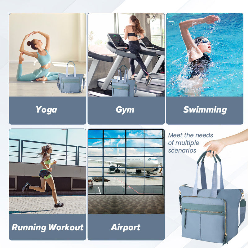 Travel Bag - Women's Travel Bag - Sports & Fitness Bag - Yoga Bag - Sports Bag - Carry-On Luggage - Waterproof & Durable - 40x21x34 cm - Dry/Wet Separation Luggage - Weekend Bag - sky blue