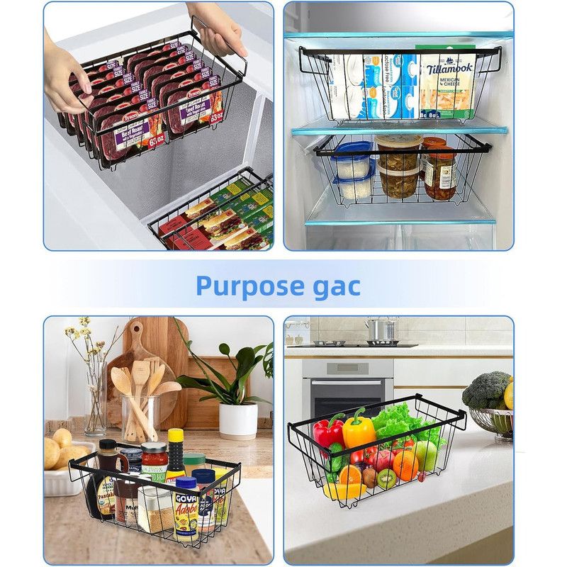 6pcs Multifunctional Kitchen Storage Basket, Fridge Organizer for Ice Cream Meatballs, Divided Storage Bin for Bedroom Bathroom Cabinet Sundries-6PCS