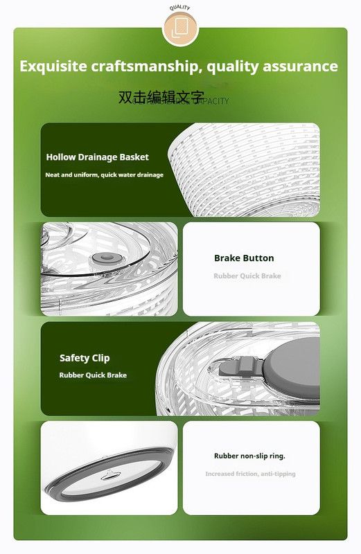 3.6L Press-Type Salad Spinner, Multifunctional Vegetable Dryer, Household Fruit Washer Drain Basket for Fitness Meal Greens