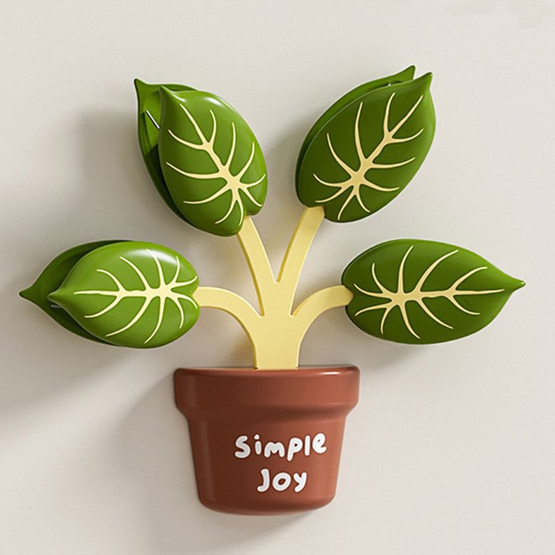 Household Food Bag Freshness Sealing Clips, Creative Plant Pot Magnetic Clips, Multifunctional Fridge Magnet Clips, Cute Leaf-Shaped Food Bag Clips,2-pack - Pink + Green