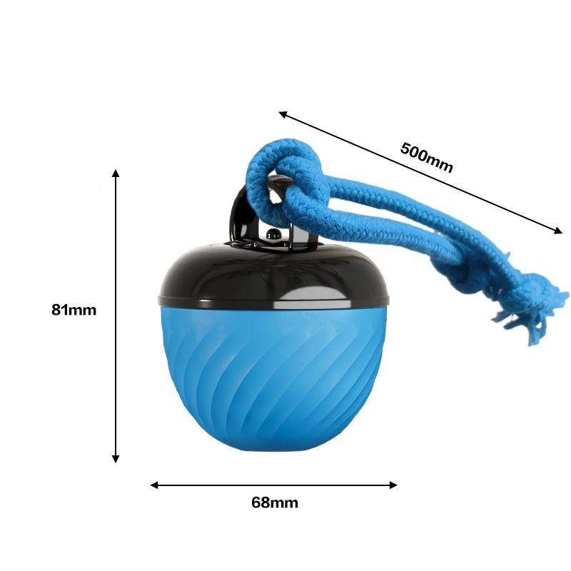 Electric Rolling Pet Ball for Cats and Dogs, Durable, Chew-Resistant, Rope-Knot, Squeaky, and Glowing Toy - Blue