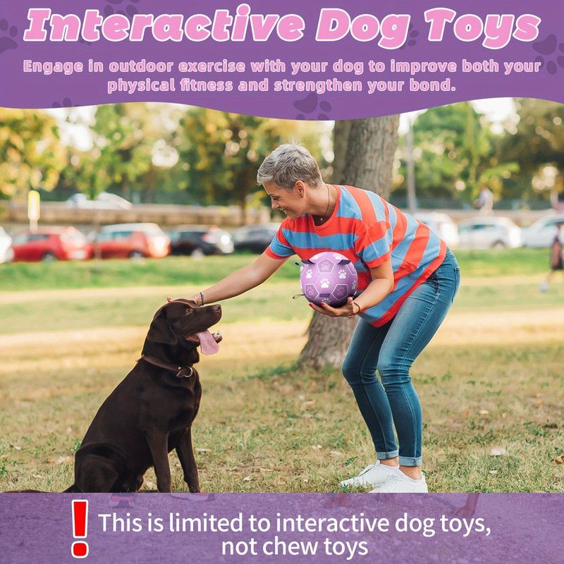 Durable Dog Soccer Ball Toy, 15cm Inflatable Soccer Ball, Teething and Entertainment Training Ball, Includes Pump - Pink