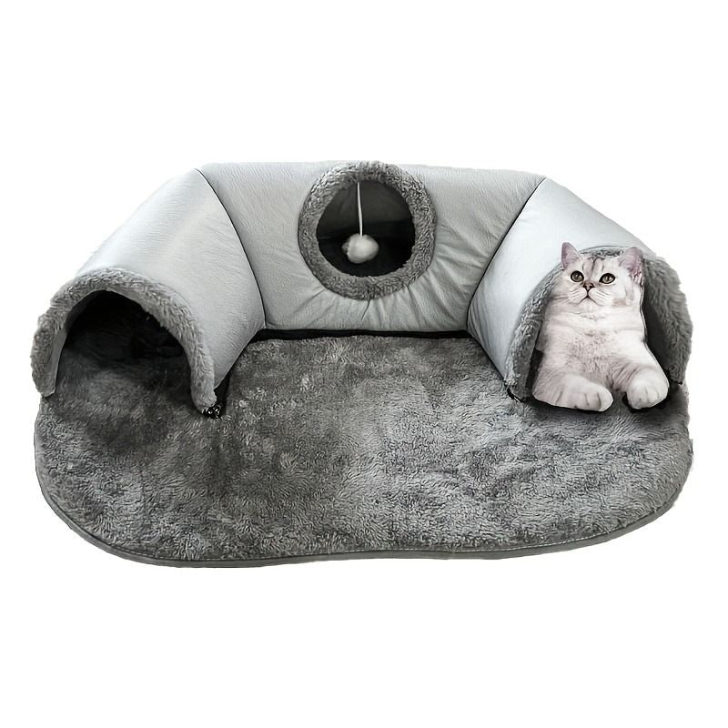Warm Autumn/Winter Cat Tunnel Bed with Detachable Play-and-Sleep Cat Run – Size S