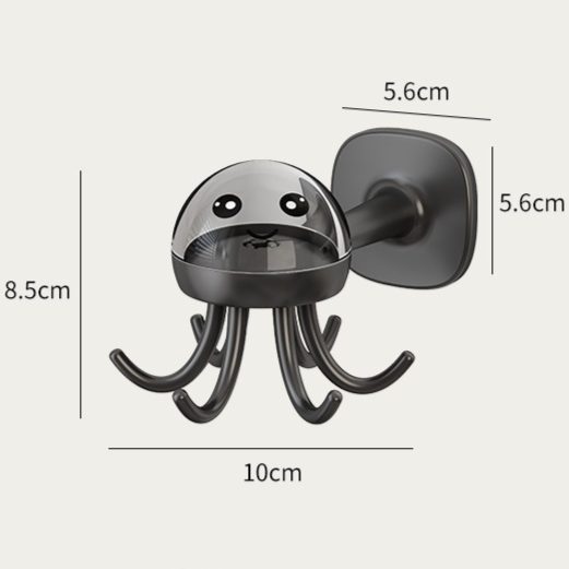 Octopus Rotating No-Drill Hook, Multi-Purpose Strong Adhesive 6-Claw Kitchen Utensil Wall Storage Rack—White