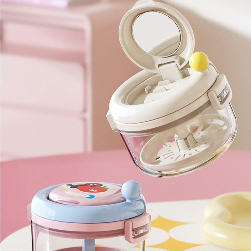 Hand Crank Centrifugal Retainer Cleaning & Storage 2-in-1 Case, Denture and Aligner Cleaner Box with Built-in Mirror—White