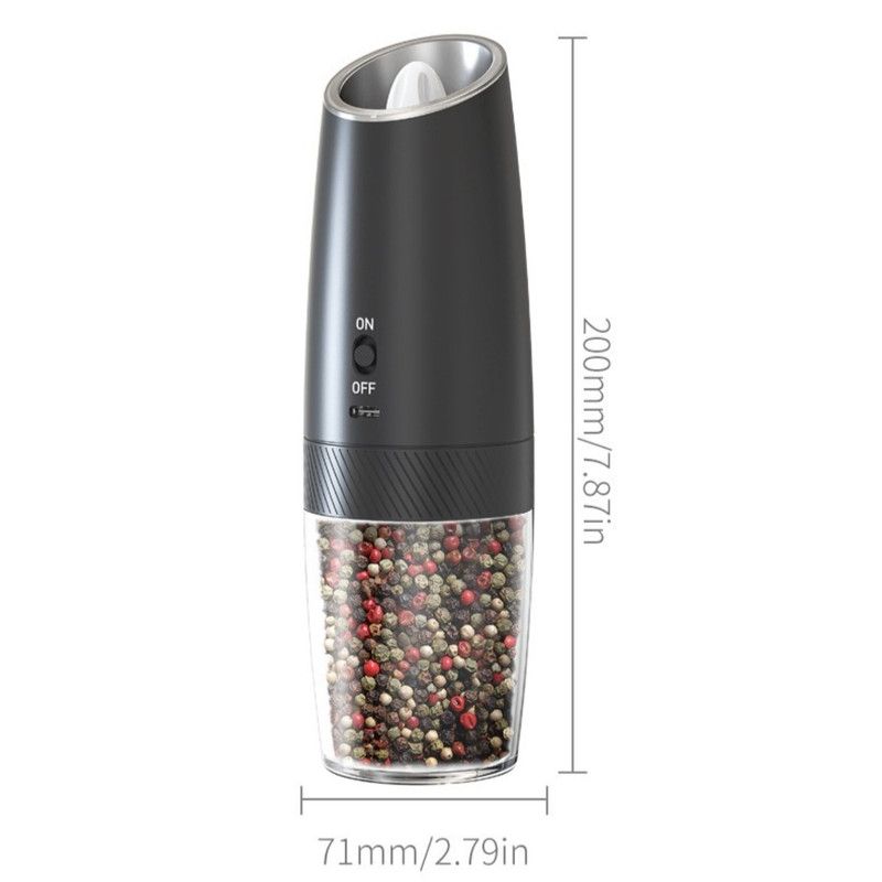Gravity Electric Pepper Grinder, Type-C Rechargeable Spice Mill, Ceramic Burr Salt & Pepper Grinder For Kitchen