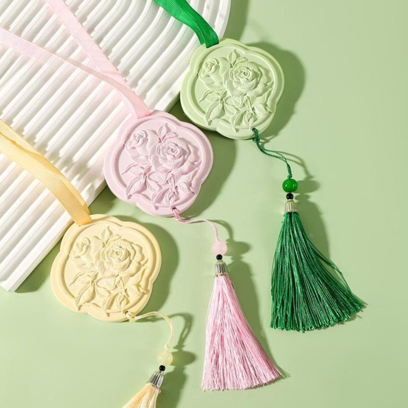 2PCS-3D Relief Fragrance Stone Hanging Ornament, Odor-Removing Solid Scent Tablet for Cars & Wardrobes—Rose Scent