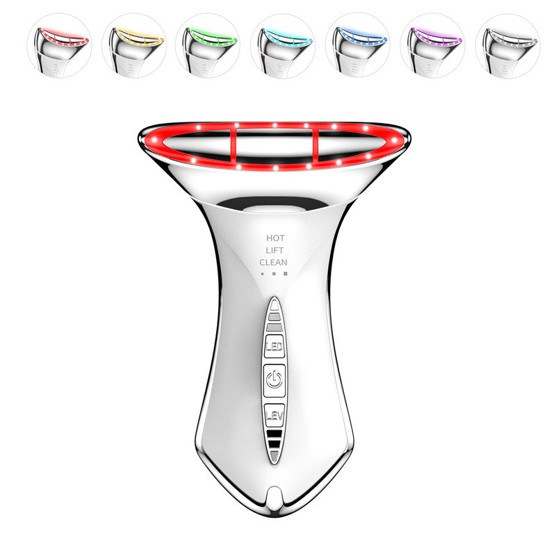 Multi-Function 7-Color Light Constant-Temperature EMS Neck Massager - Neck Lifting and Firming Massager - Facial Infusion Beauty Device - IPX6 Waterproof Electric Neck Massager - 5-in-1 Device Combining Skin Warming, EMS, Infusion, Massage, and Color Ligh
