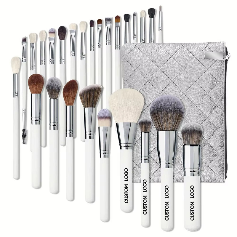 3Pcs Professional Makeup Brush Set - Foundation, Eyeshadow Blending & Bent Eyeliner