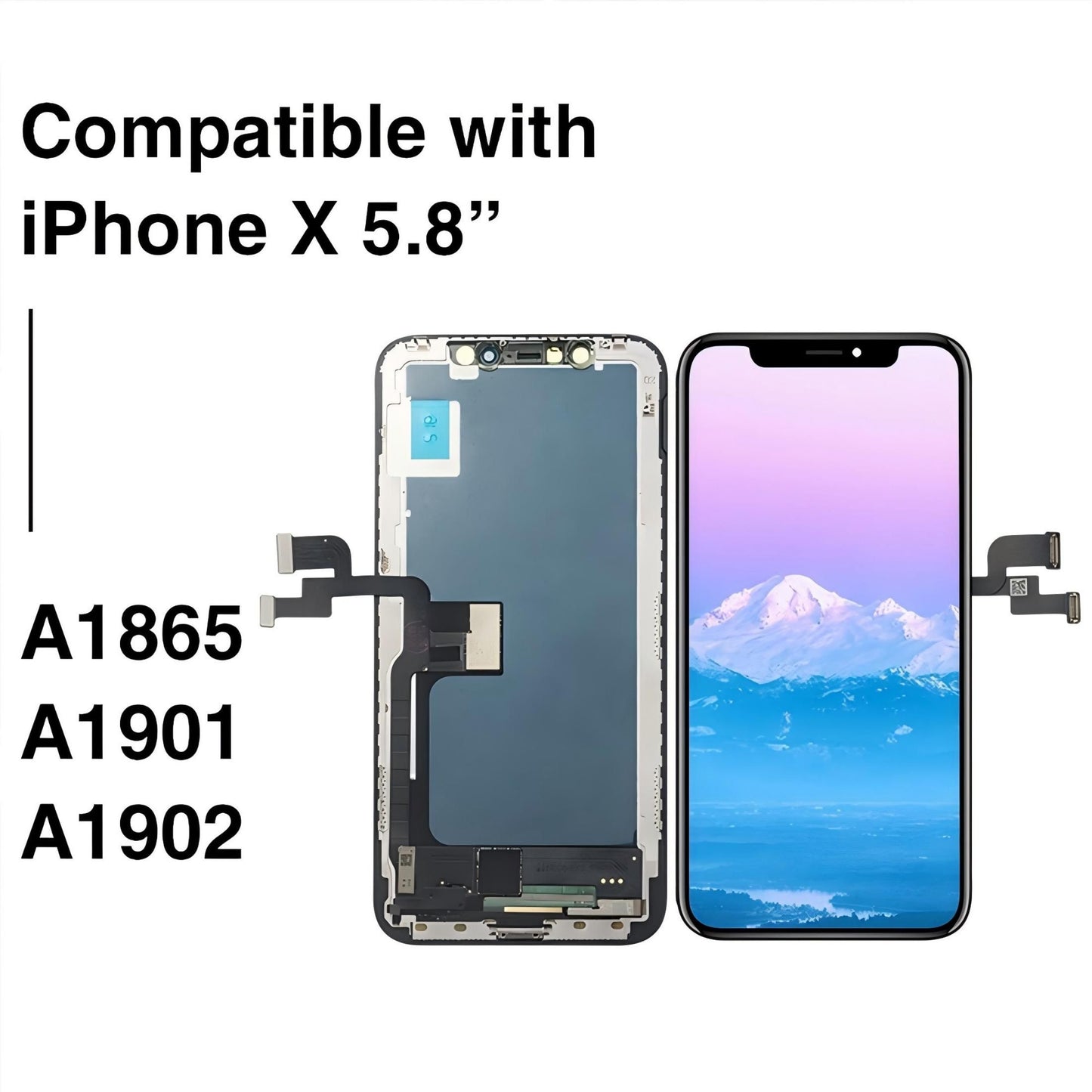 iPhone X Screen Replacement, 5.8 Inch Incell LCD Display Touch Screen Digitizer with Full Repair Tool Kit & Tempered Glass, for iPhone X A1865 A1901 A1902
