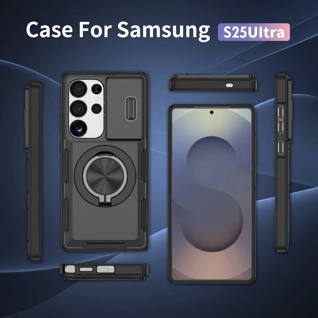 2-in-1 Magnetic Sliding Lens Case, Black for Samsung S25Ultra