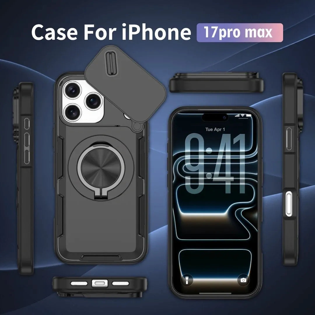 2-in-1 Magnetic Sliding Lens Case, Black for iPhone 17 Pro Max