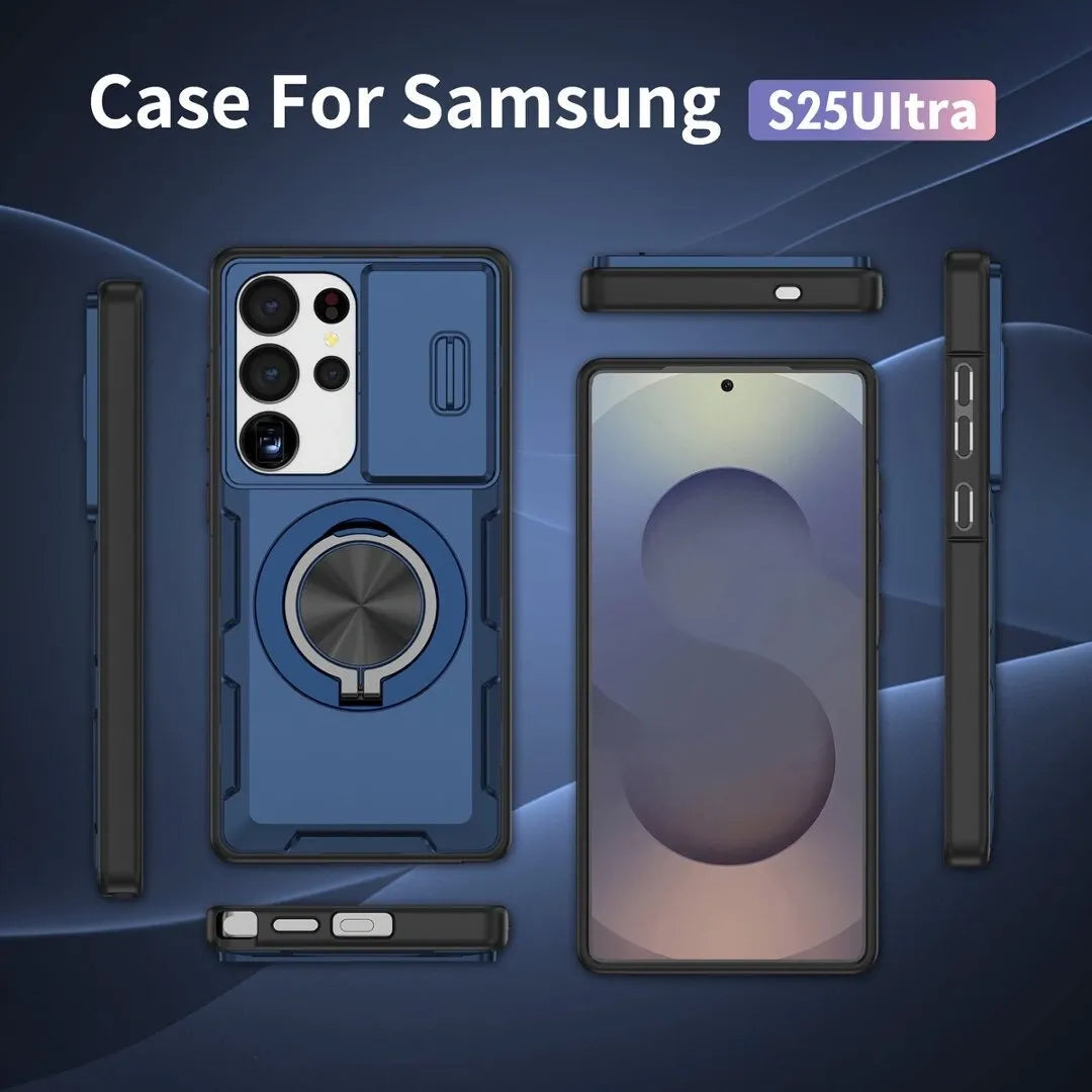 2-in-1 Magnetic Sliding Lens Case, Blue for Samsung S25Ultra