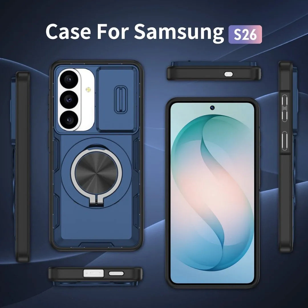 2-in-1 Magnetic Sliding Lens Case, Blue for Samsung S26