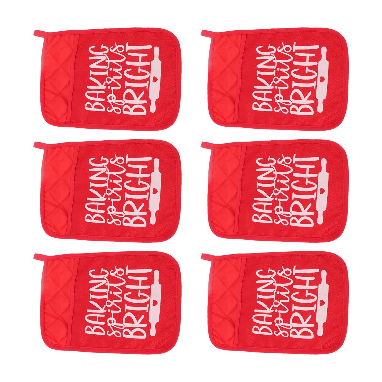 6Pcs Christmas Pot Holders with Pocket Heat Resistant Hot Pad Oven Mitts Cookie Bag Christmas Pot Rack Baking Kit