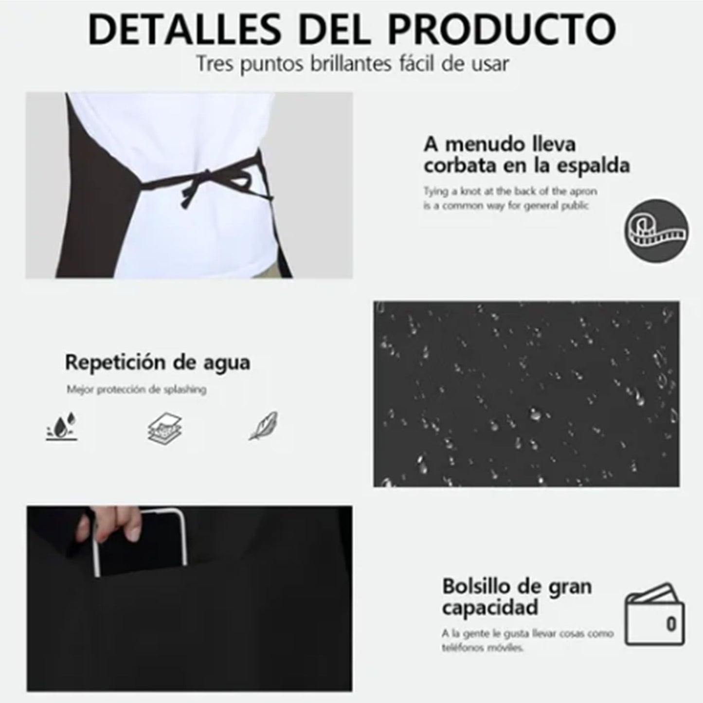 6pcs Waterproof Apron Lightweight Black Apron with Two Pockets for Mens Women for Housework Cooking
