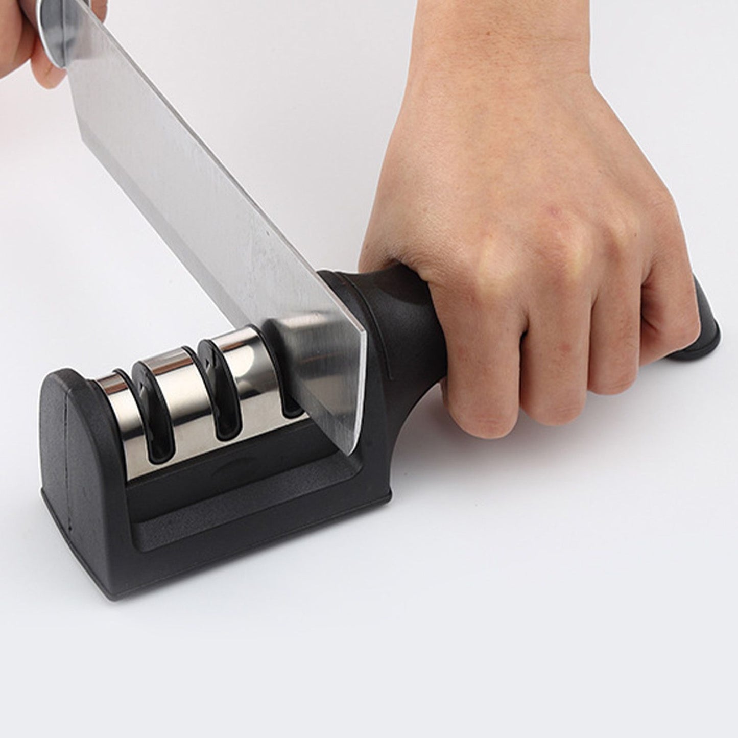 Knife Sharpener 3 Slot Kitchen Knives Sharpen Blade Sharpening Tool for Home Kitchen Black