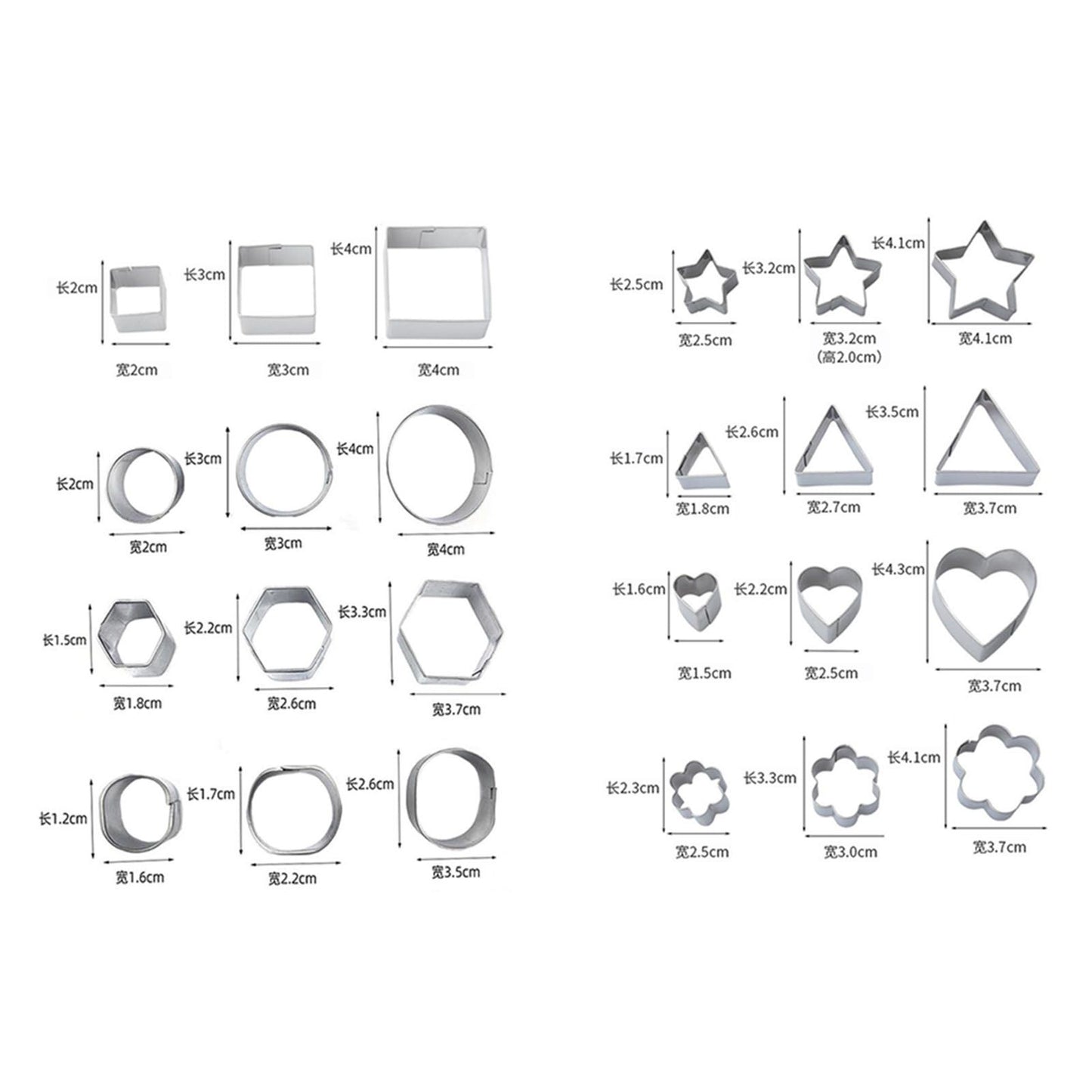 24 Pcs Cookie Cutters Set Biscuit Mould 430 Stainless Steel Vegetable Fruit Cutters for DIY Baking Cooking