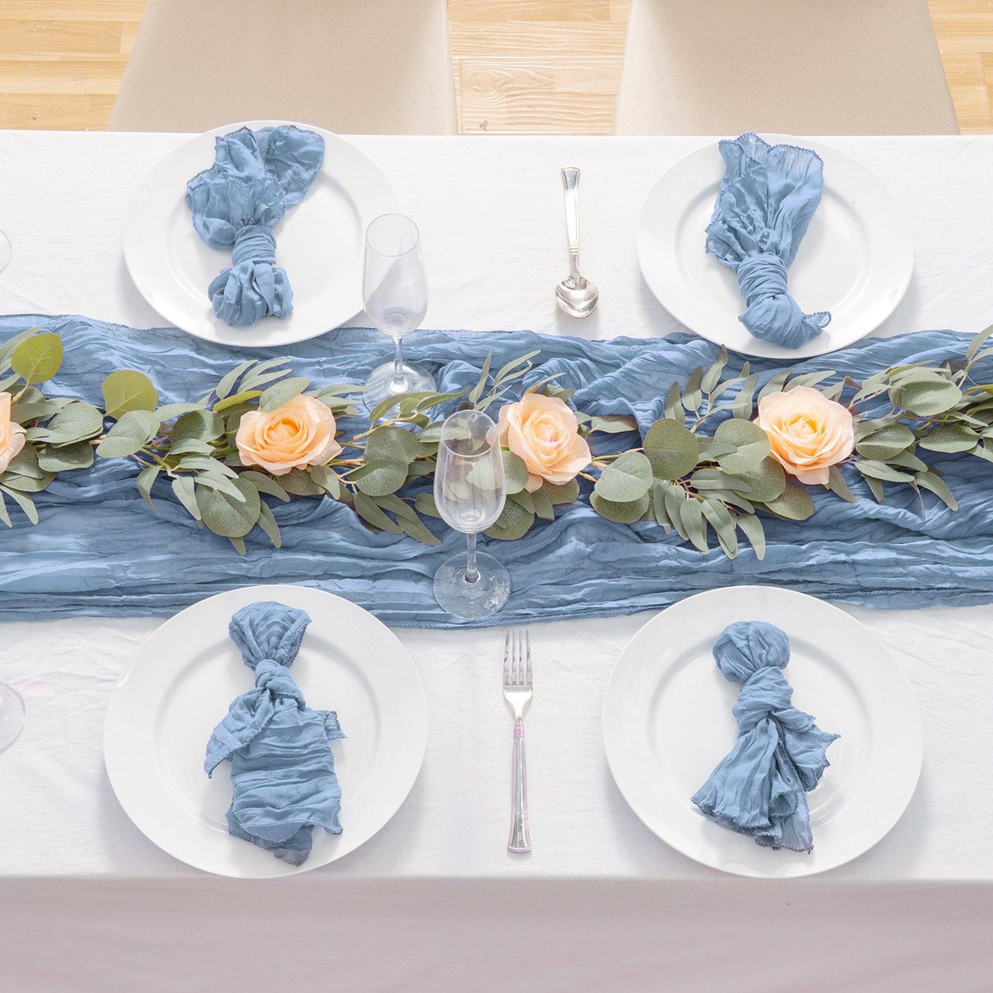 Pleated Cheese Cloth Table Flag Foldable Table Runner for Dining Table