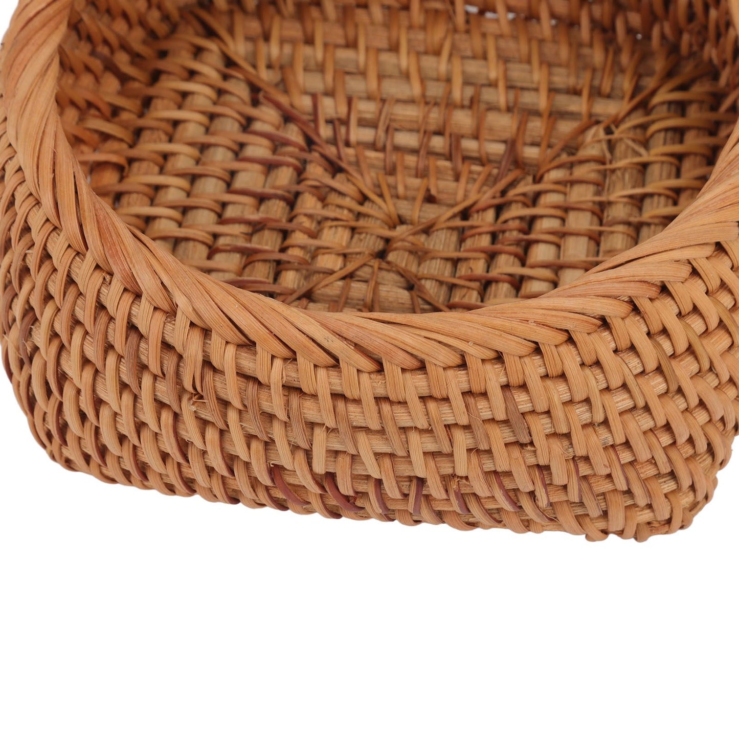 Rattan Storage Basket Hand Woven Simple Exquisite Rattan Organizer Storage Basket for Tea Sets Tableware M