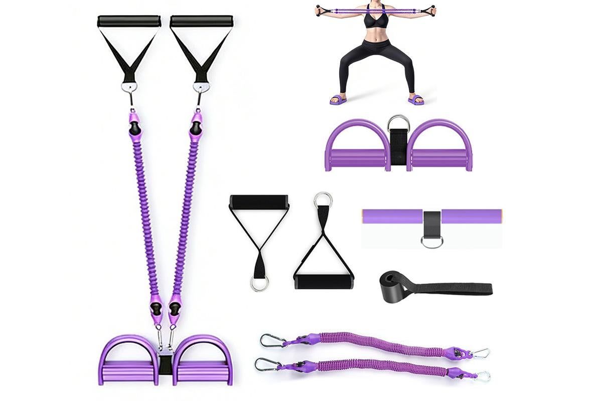1 Set 4-in-1 Resistance Band Pedal Puller for Sit-Up Home Gym Yoga Pilates - 4 Tubes