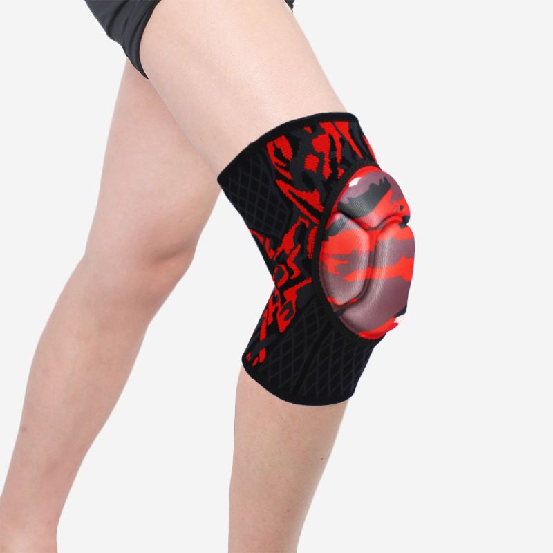 Pair of Volleyball Knee Pads with Thick EVA Honeycomb Padding Non-Slip Compression Knee Sleeves for Basketball Cycling Hiking Sports Protection - Red