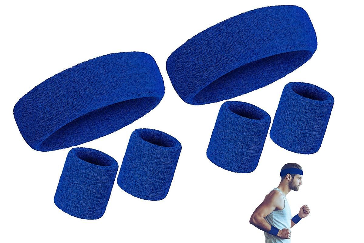 2 Pack Sweatbands Sports Headband for Tennis Badminton Yoga - Black