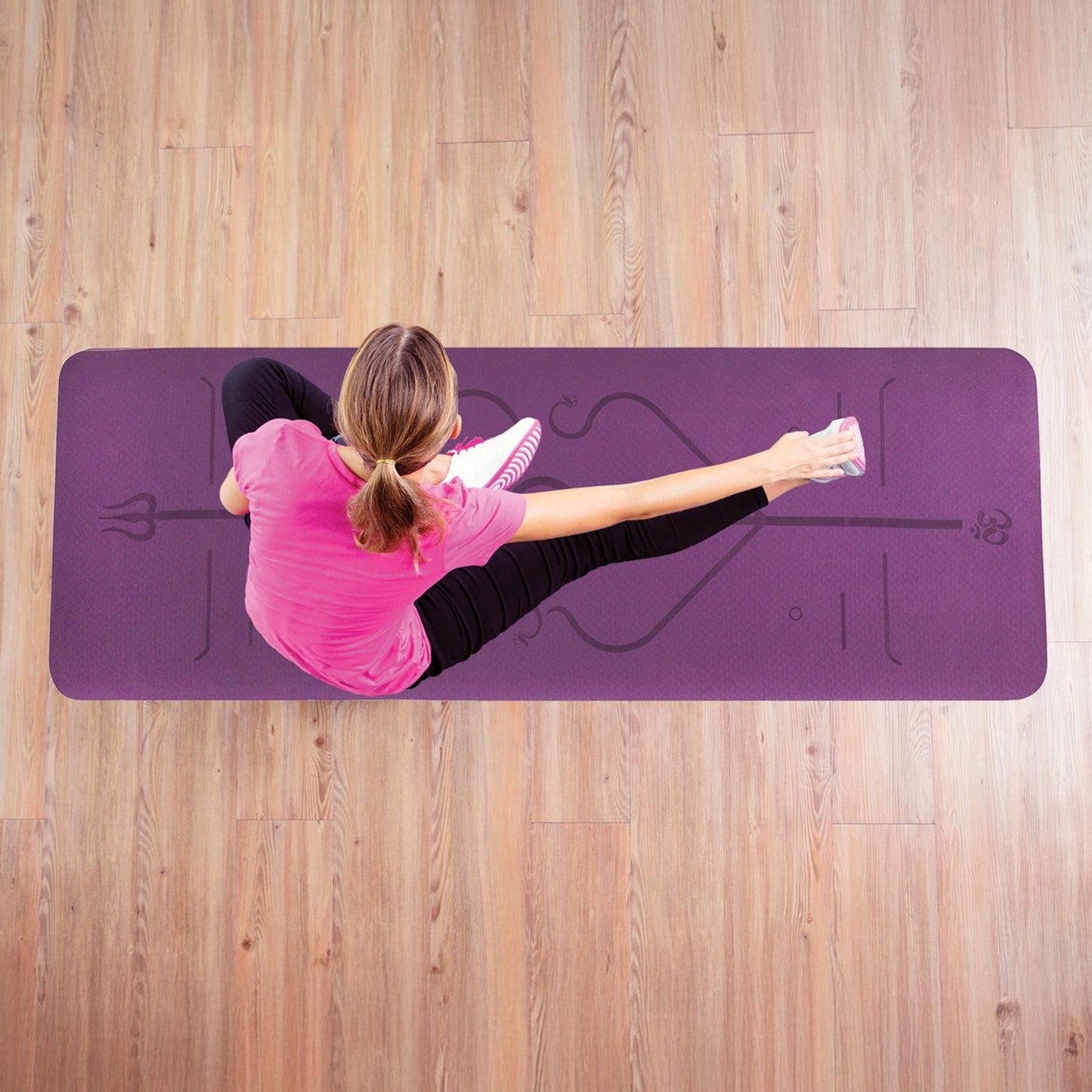 TPE Yoga Mat Exercise Fitness Sport Non Slip Workout Mat with Body Alignment Lines