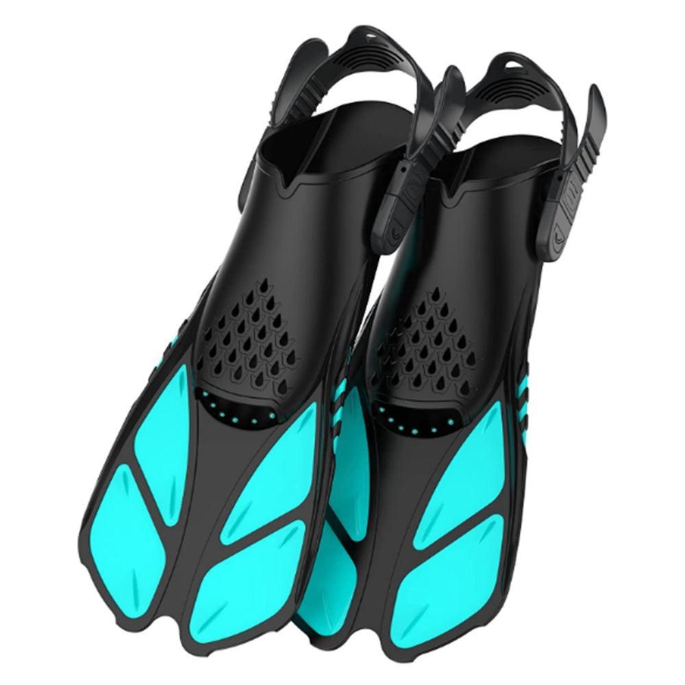 Pair of Snorkel Fins Diving Swim Fins Adjustable Open Heel Swimming Barefoot Flippers Black - L