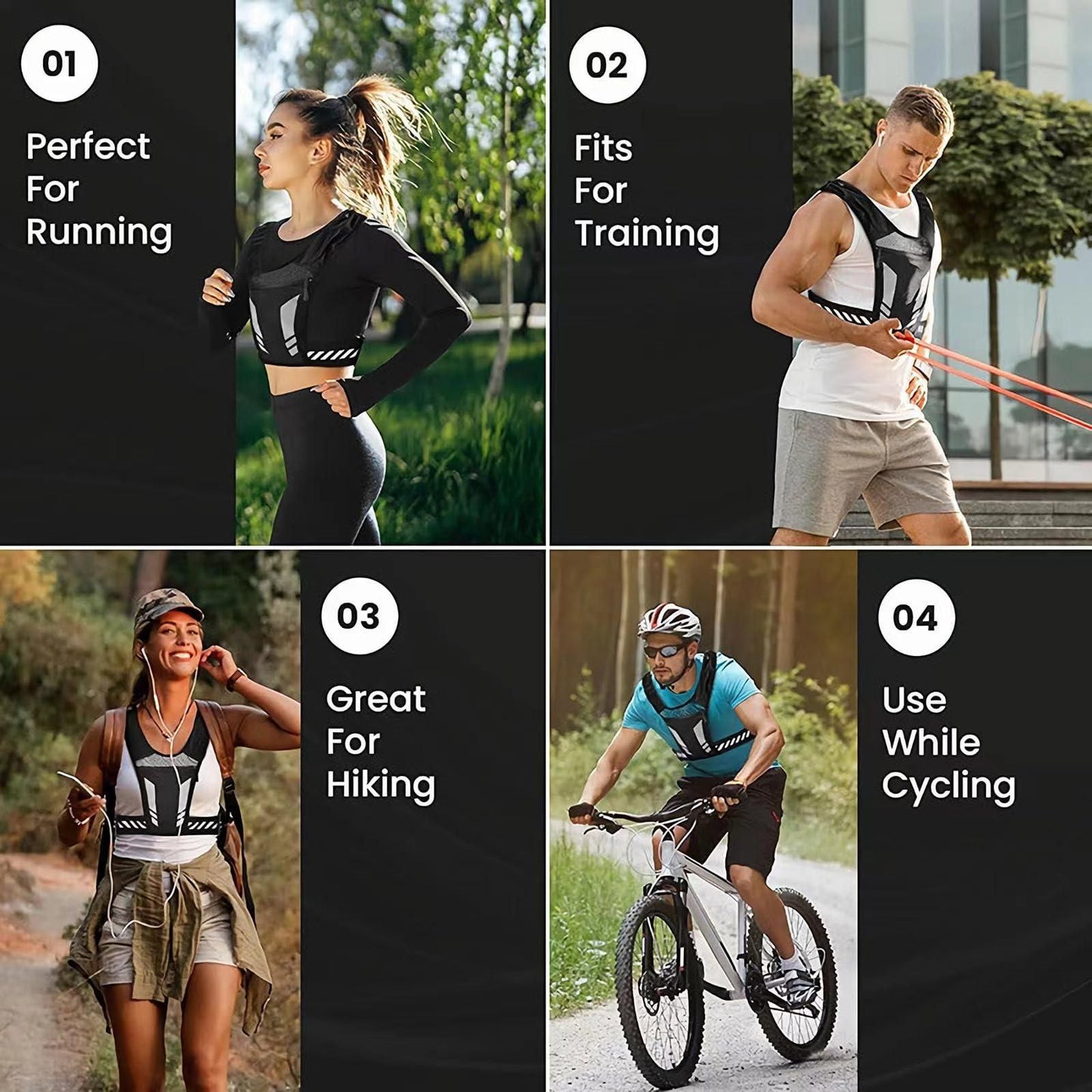 Reflective Running Vest One Size Mesh Lightweight Adjustable Breathable with Phone Pocket 1pc