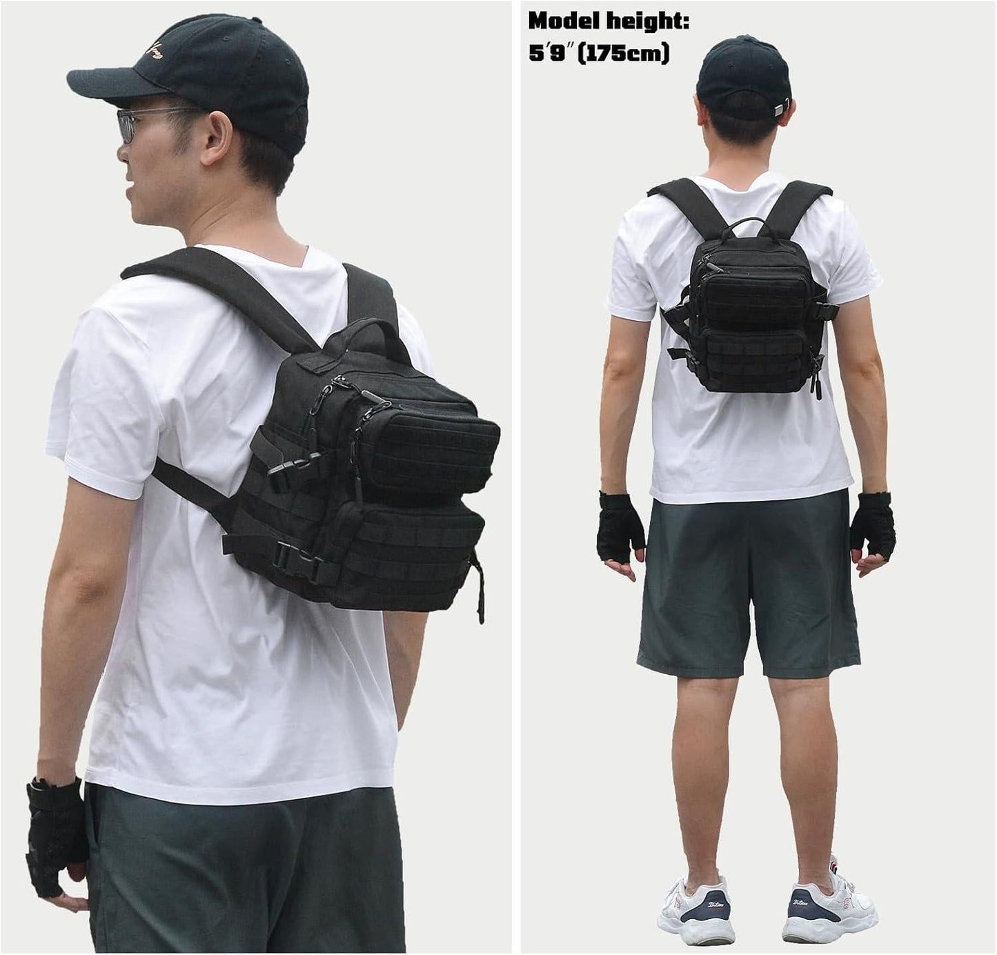9L Multifunctional Mini Backpack For Men And Women Hiking Travel Sports Running (Black)